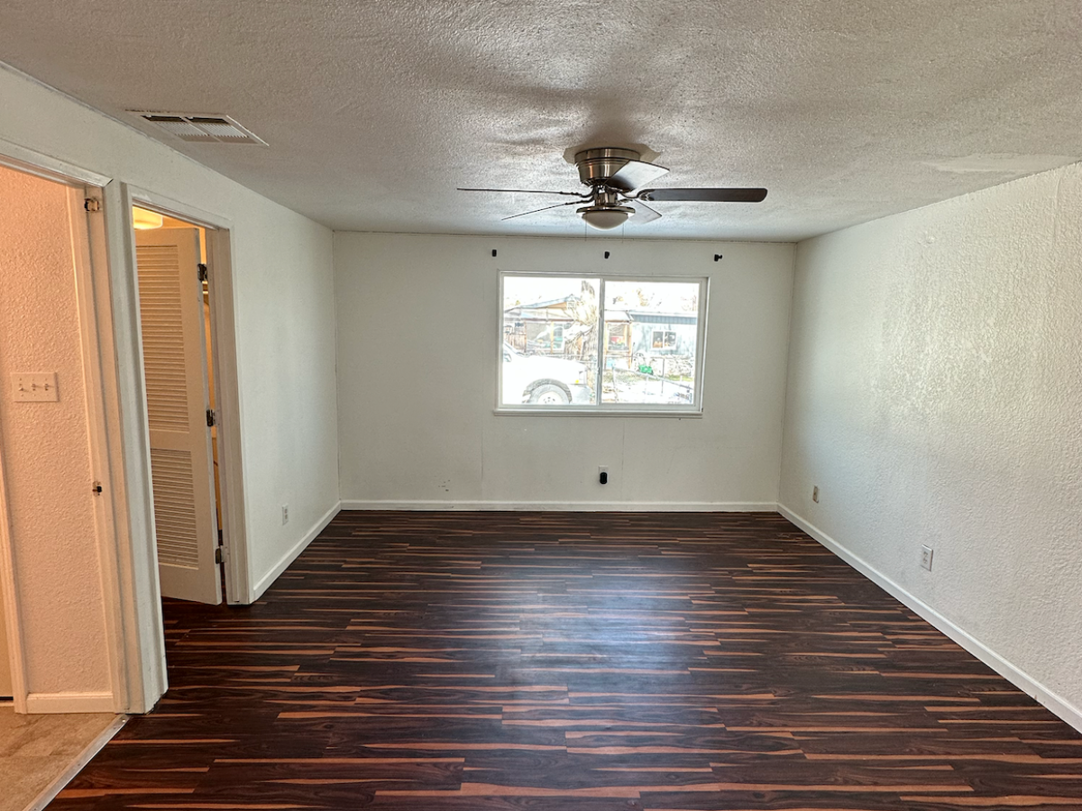 a room with a wood floor